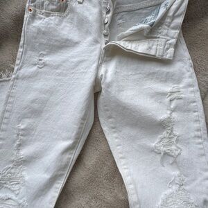 Levi's 501 size W27 L30 White Distressed Women's Button Up Jeans